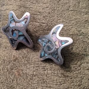 Starfish earrings shell inlay